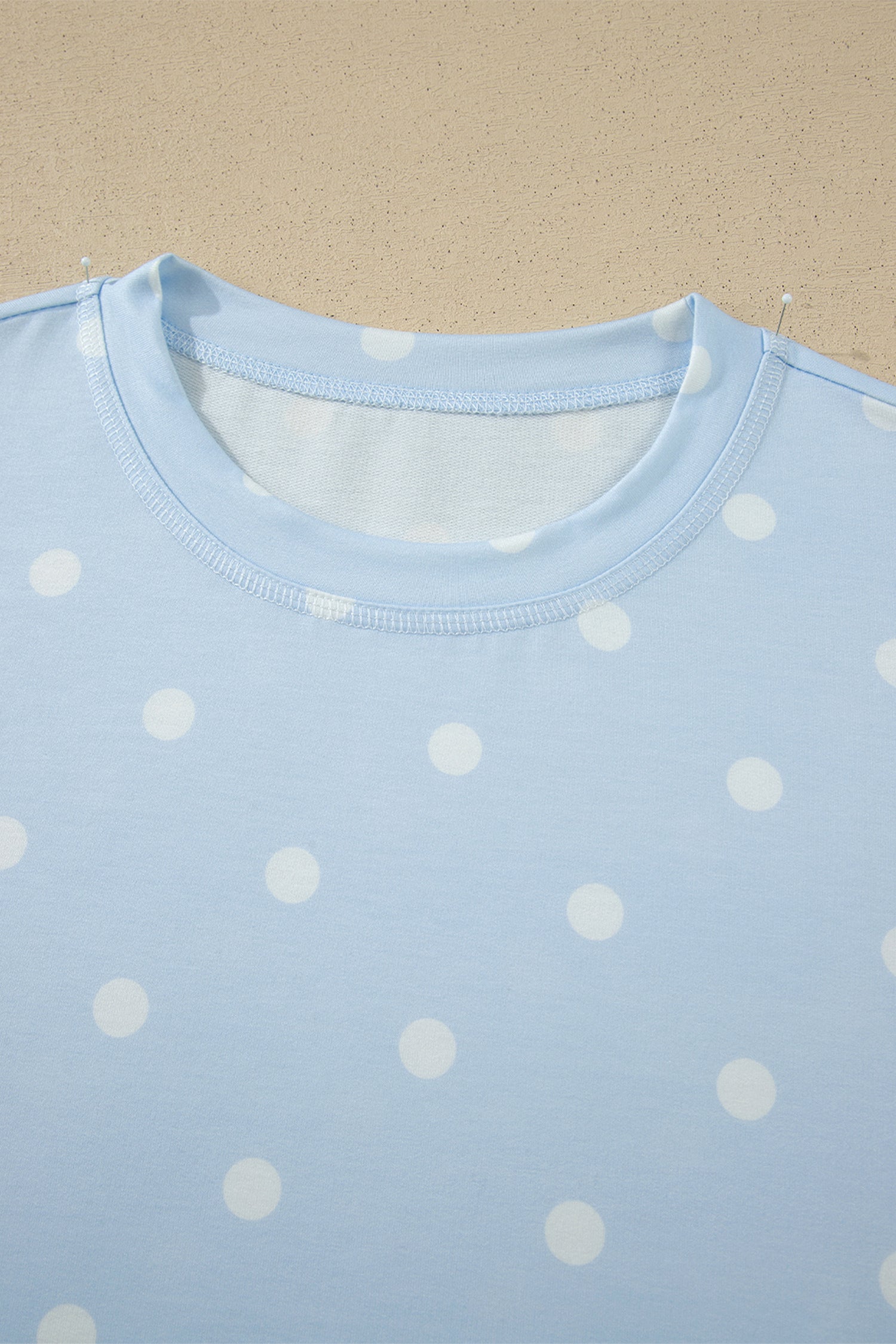 Yellow Exposed Seam Detail Polka Dot Loose Tee Drawstring Shorts Set