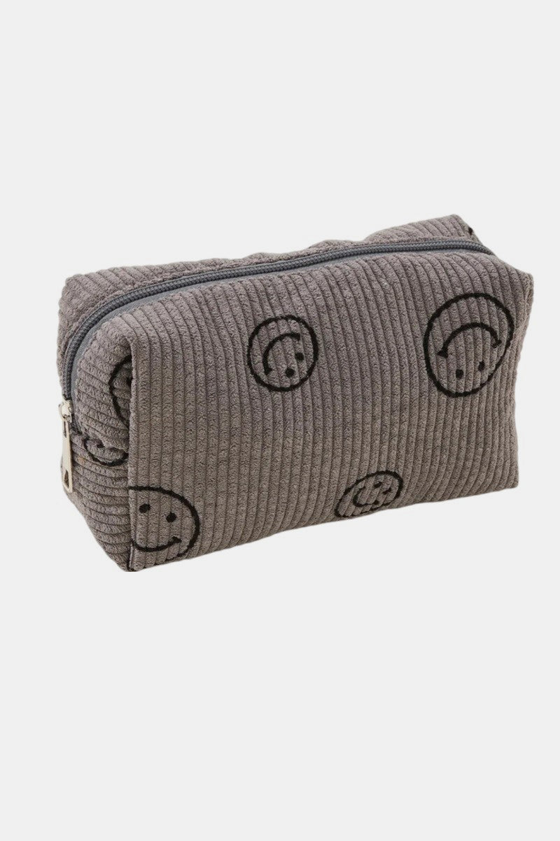 Sissy Smiley Face Corduroy Cosmetic Pouch