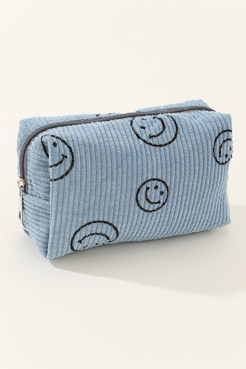 Sissy Smiley Face Corduroy Cosmetic Pouch