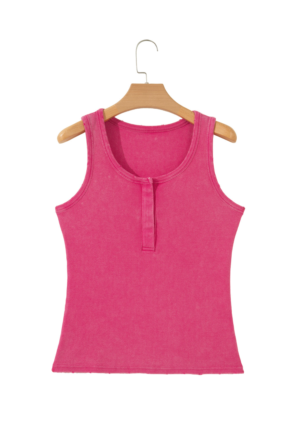 Coffee Vintage Distressed Ribbed Mineral Wash Tank Top