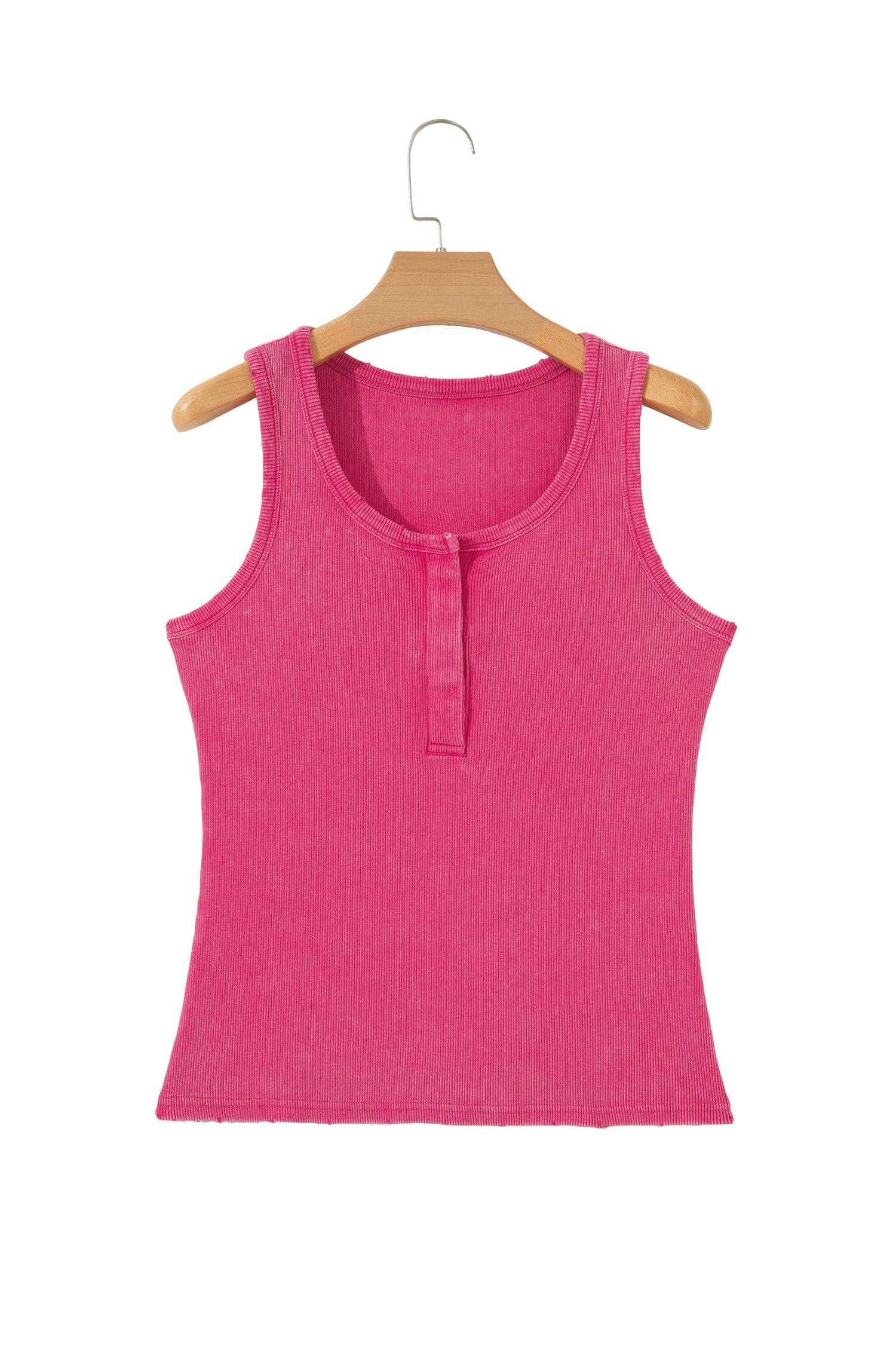 Coffee Vintage Distressed Ribbed Mineral Wash Tank Top