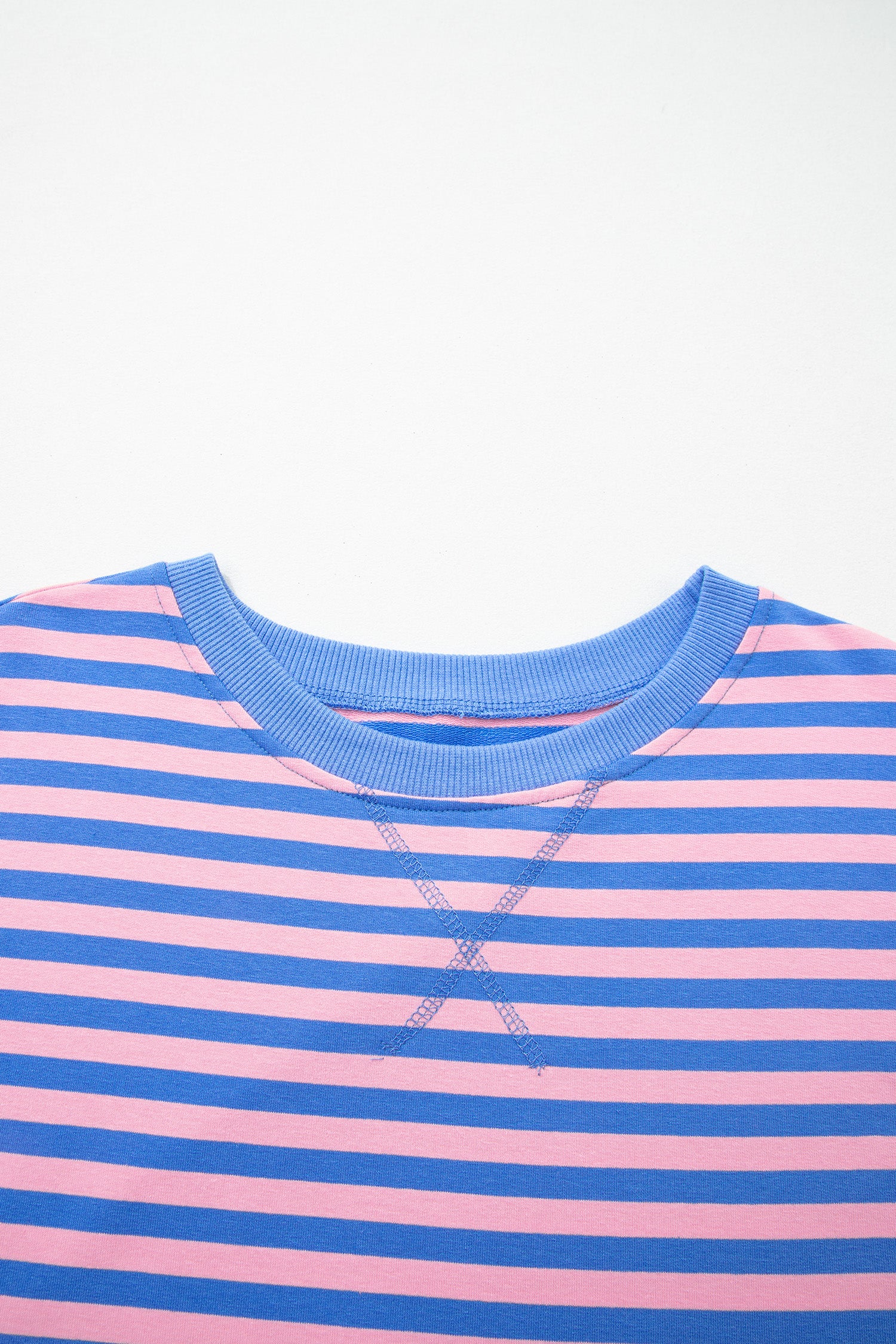 Pink Stripe Loose Short Sleeve Top and Skirt Set
