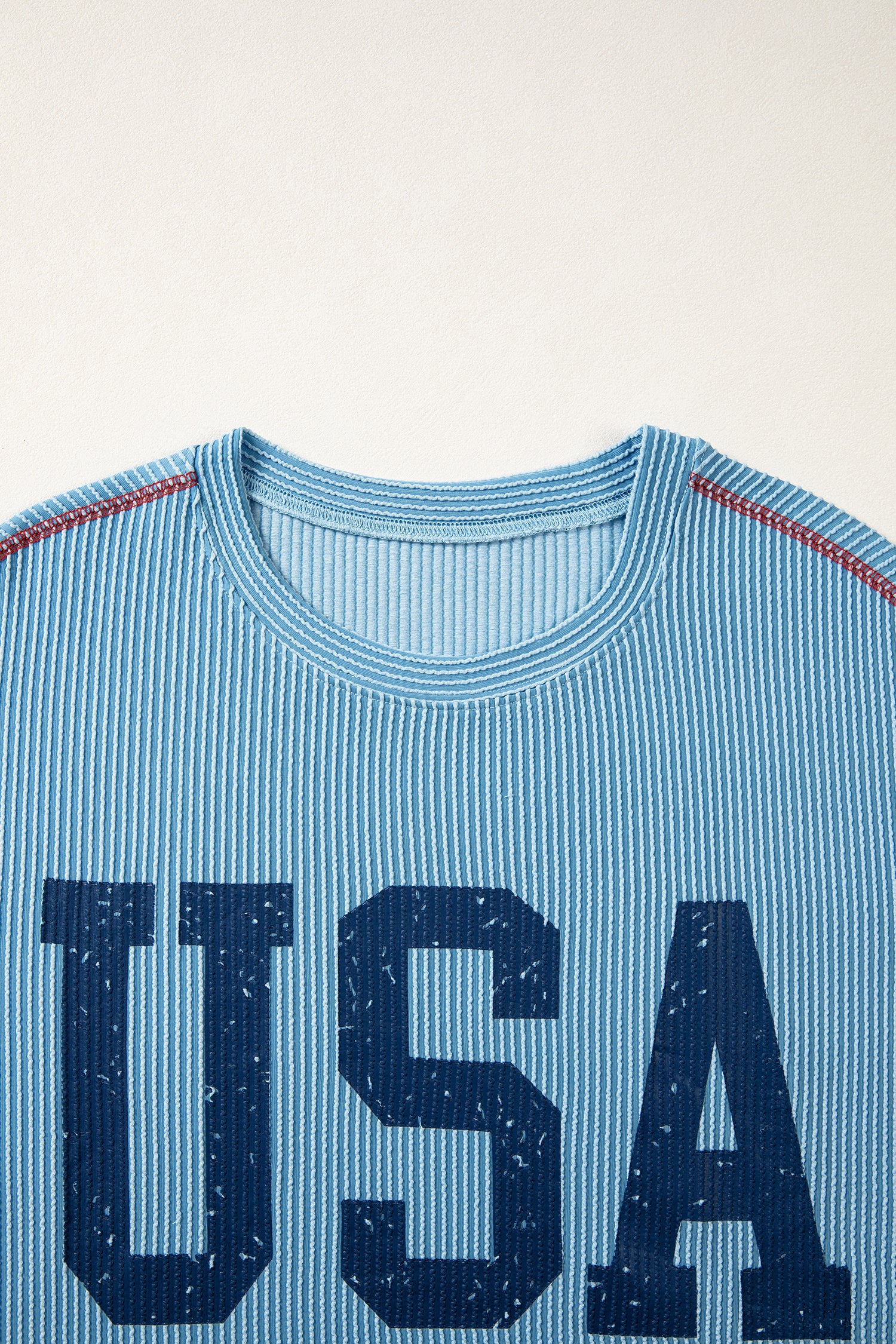 Fiery Red USA Graphic Half Sleeve Loose Ribbed Top