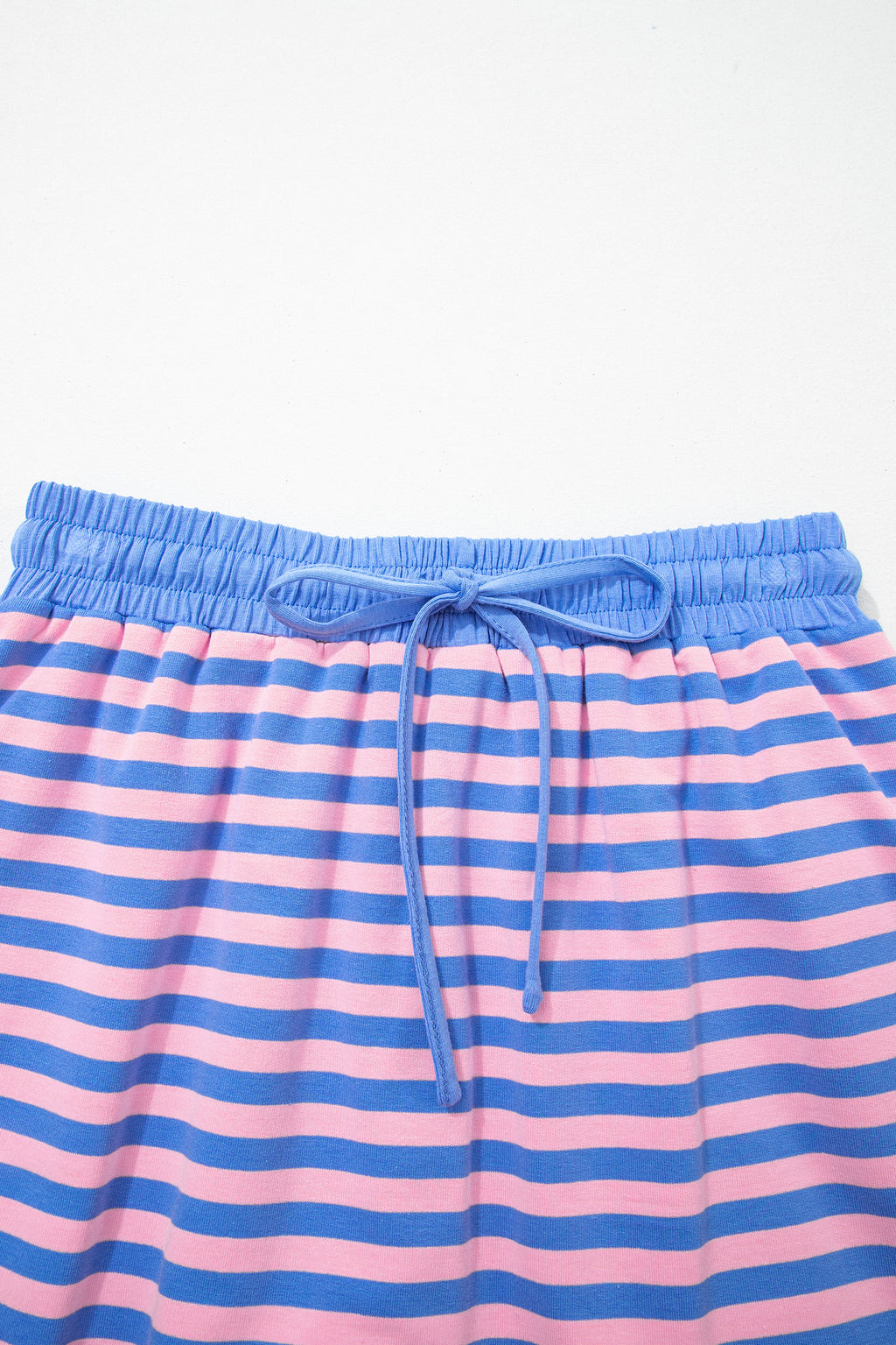 Pink Stripe Loose Short Sleeve Top and Skirt Set