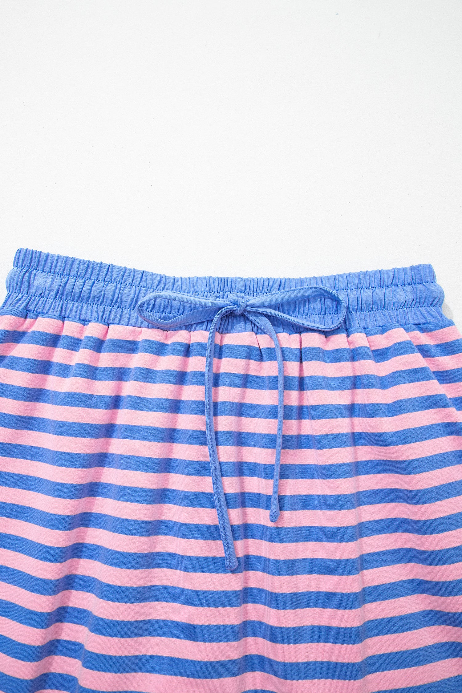 Pink Stripe Loose Short Sleeve Top and Skirt Set