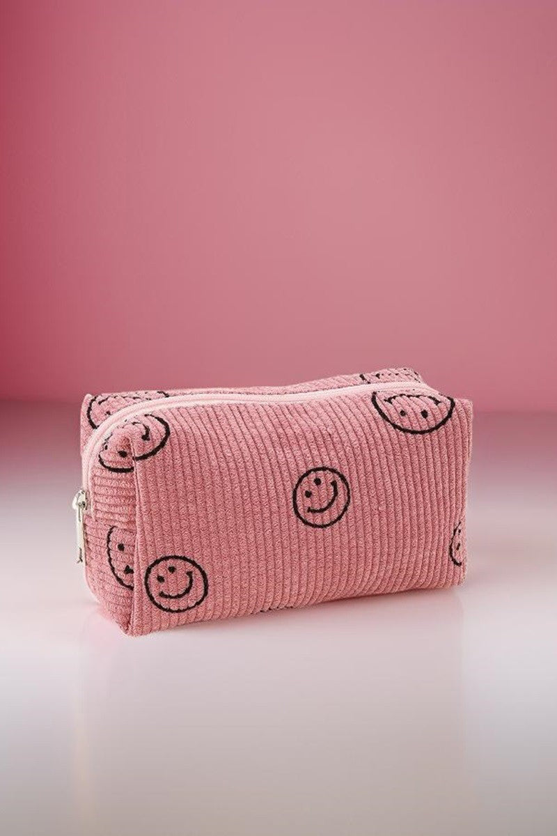Sissy Smiley Face Corduroy Cosmetic Pouch
