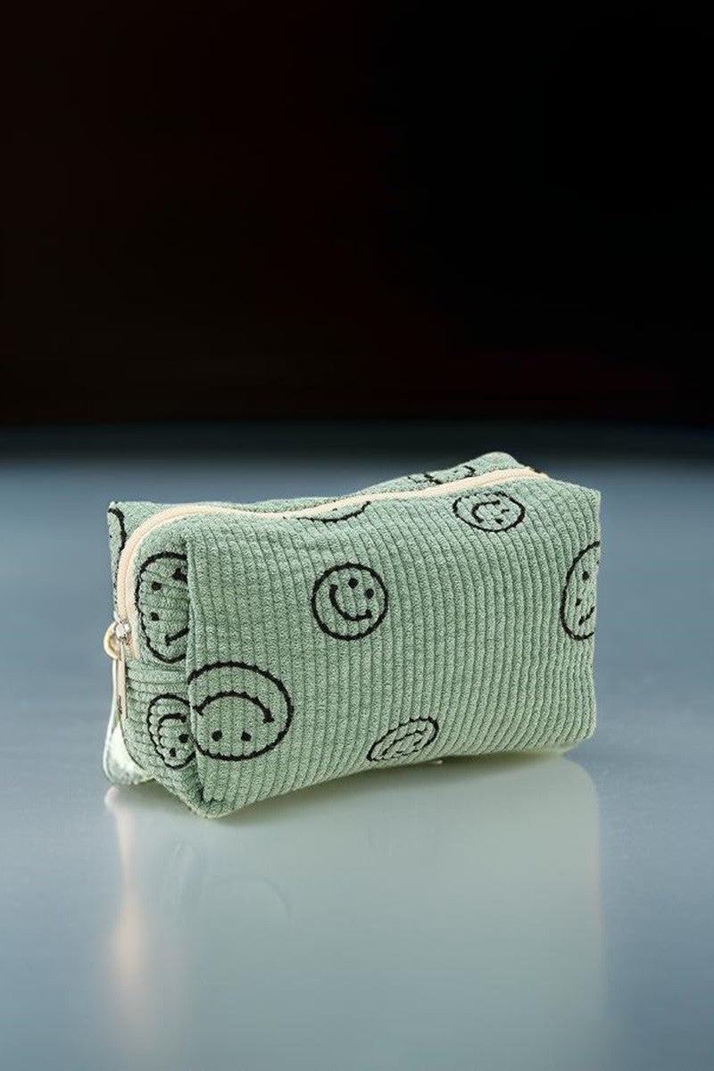 Sissy Smiley Face Corduroy Cosmetic Pouch