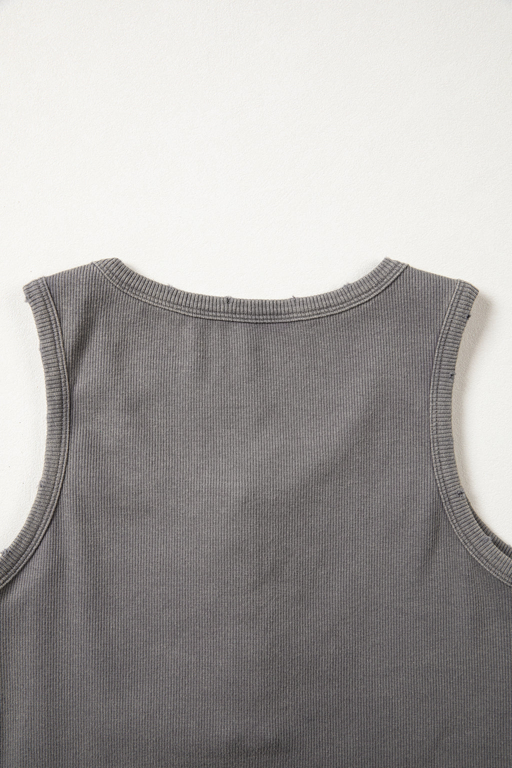 Coffee Vintage Distressed Ribbed Mineral Wash Tank Top