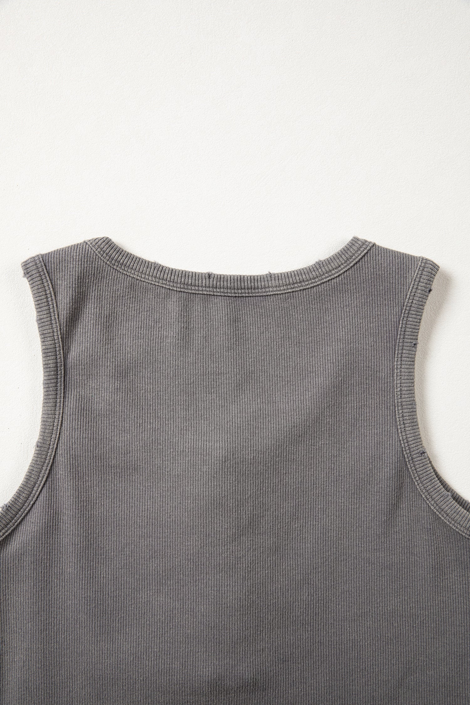 Coffee Vintage Distressed Ribbed Mineral Wash Tank Top