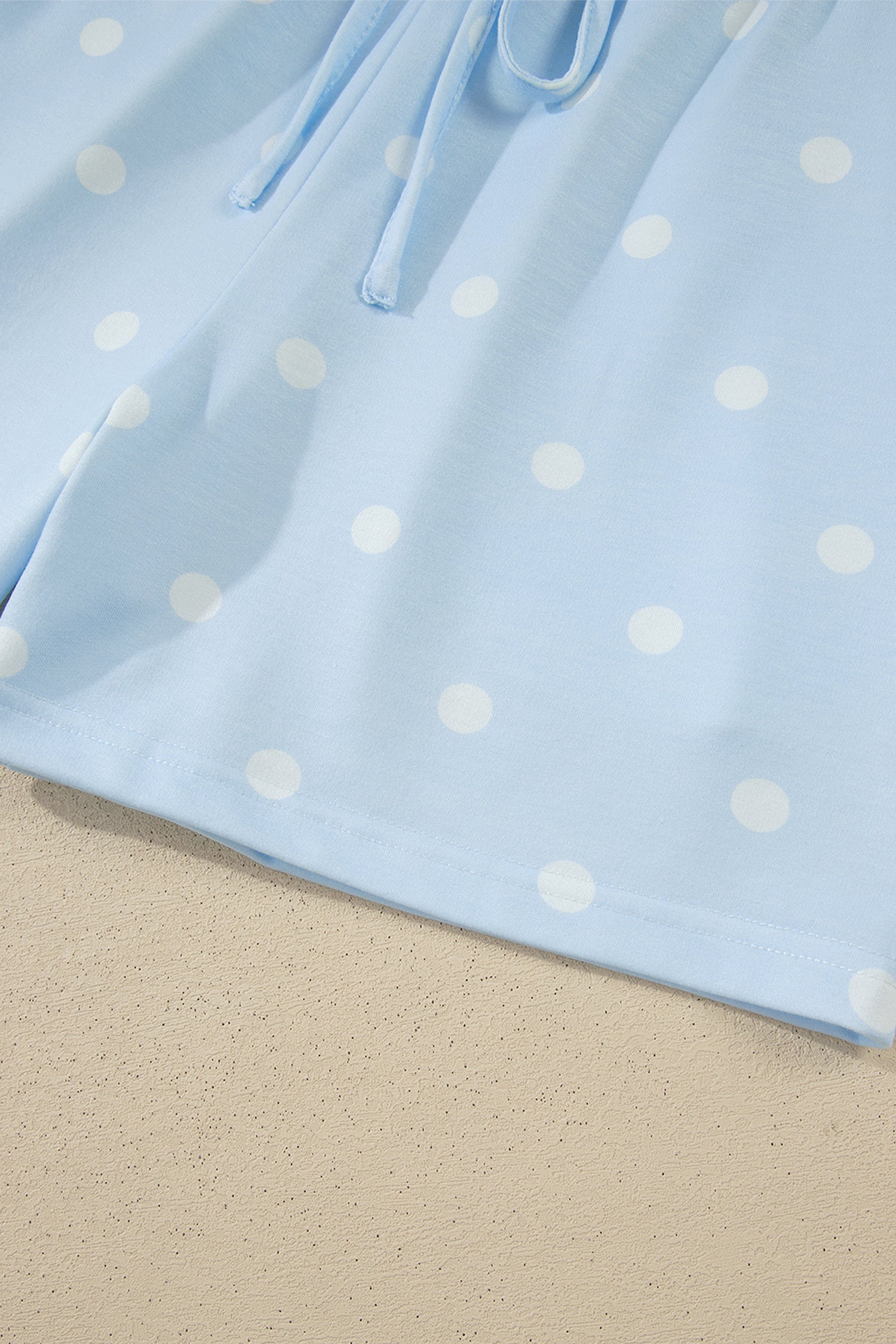 Yellow Exposed Seam Detail Polka Dot Loose Tee Drawstring Shorts Set