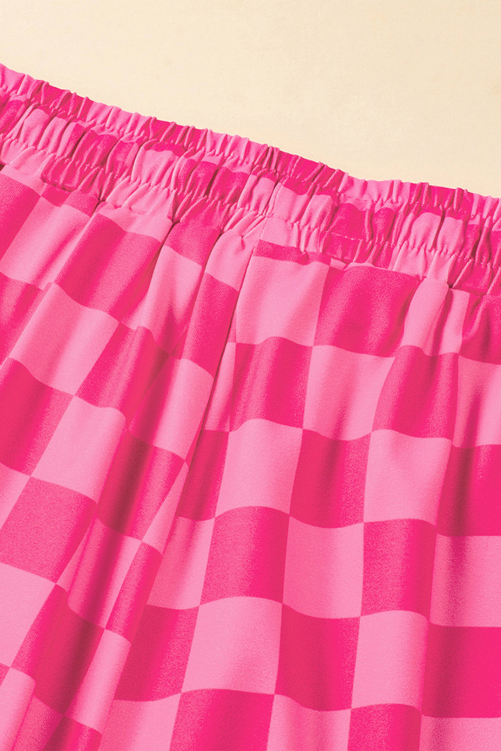 Rose Checkered Drawstring Elastic Waist Casual Shorts