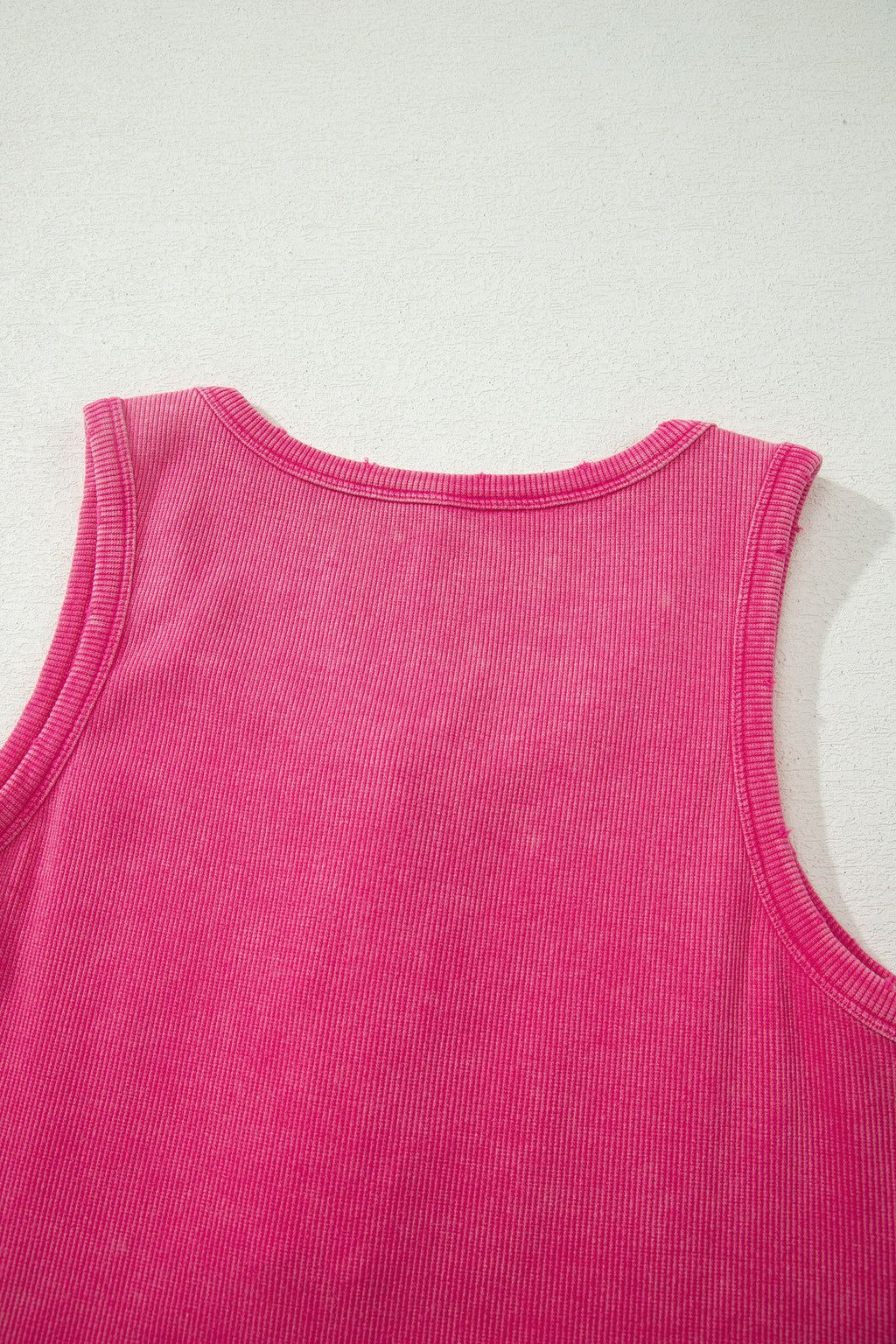 Coffee Vintage Distressed Ribbed Mineral Wash Tank Top