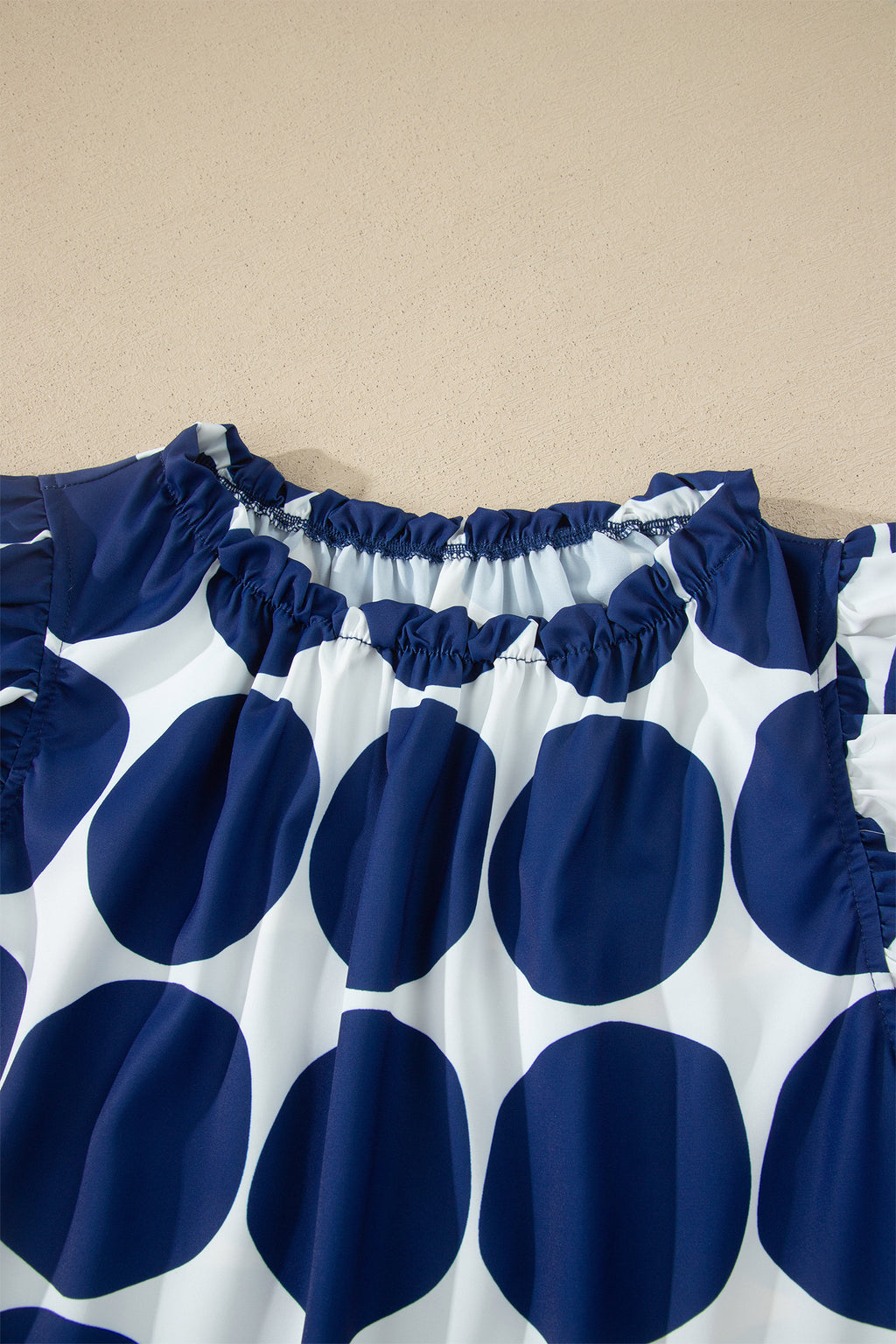 Rose Polka Dot Print Frilled Round Neck Shift Tank Top