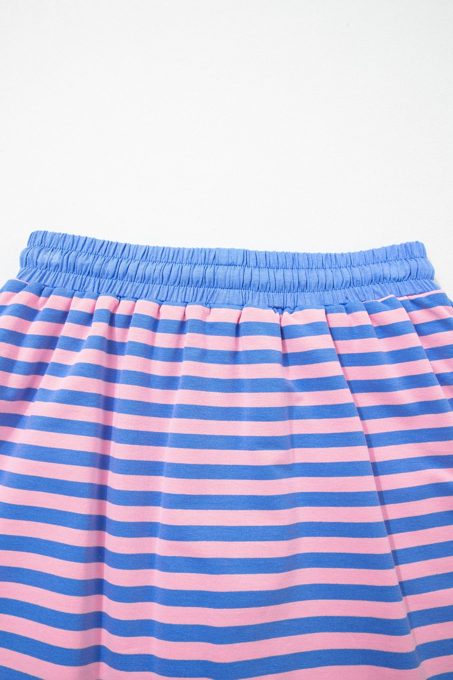 Pink Stripe Loose Short Sleeve Top and Skirt Set