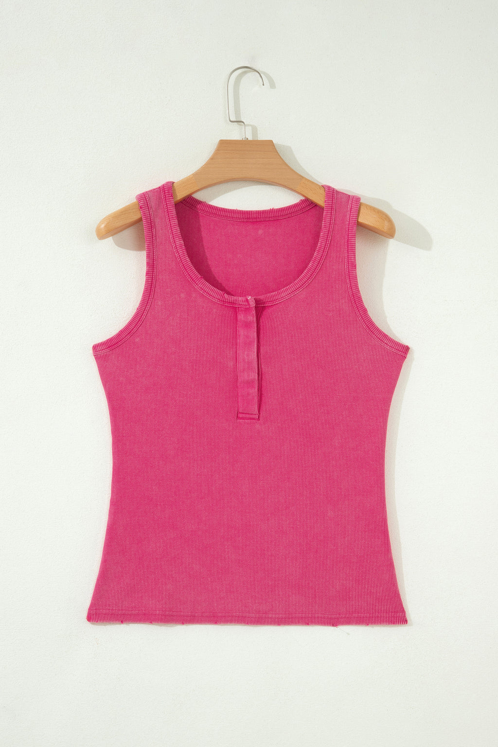 Coffee Vintage Distressed Ribbed Mineral Wash Tank Top