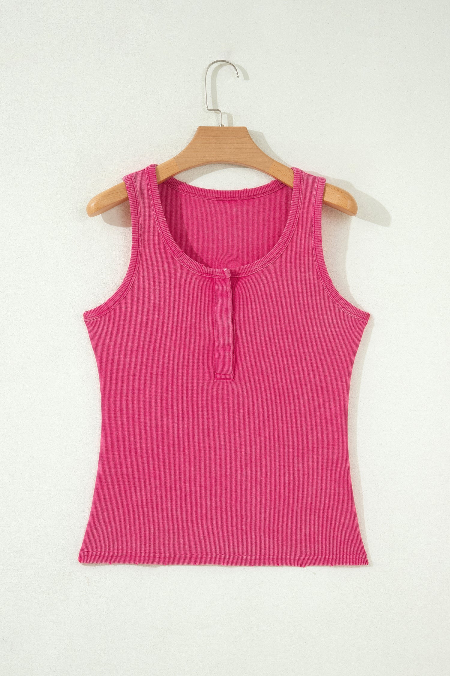 Coffee Vintage Distressed Ribbed Mineral Wash Tank Top