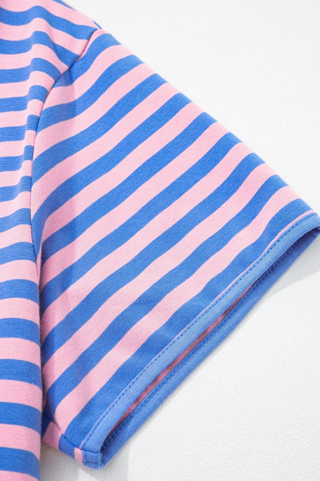 Pink Stripe Loose Short Sleeve Top and Skirt Set