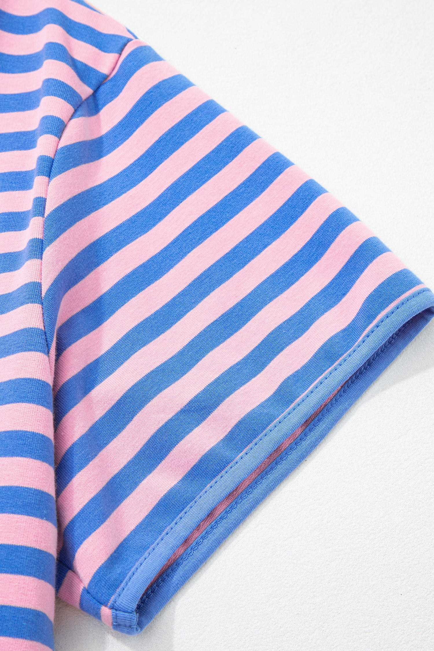 Pink Stripe Loose Short Sleeve Top and Skirt Set