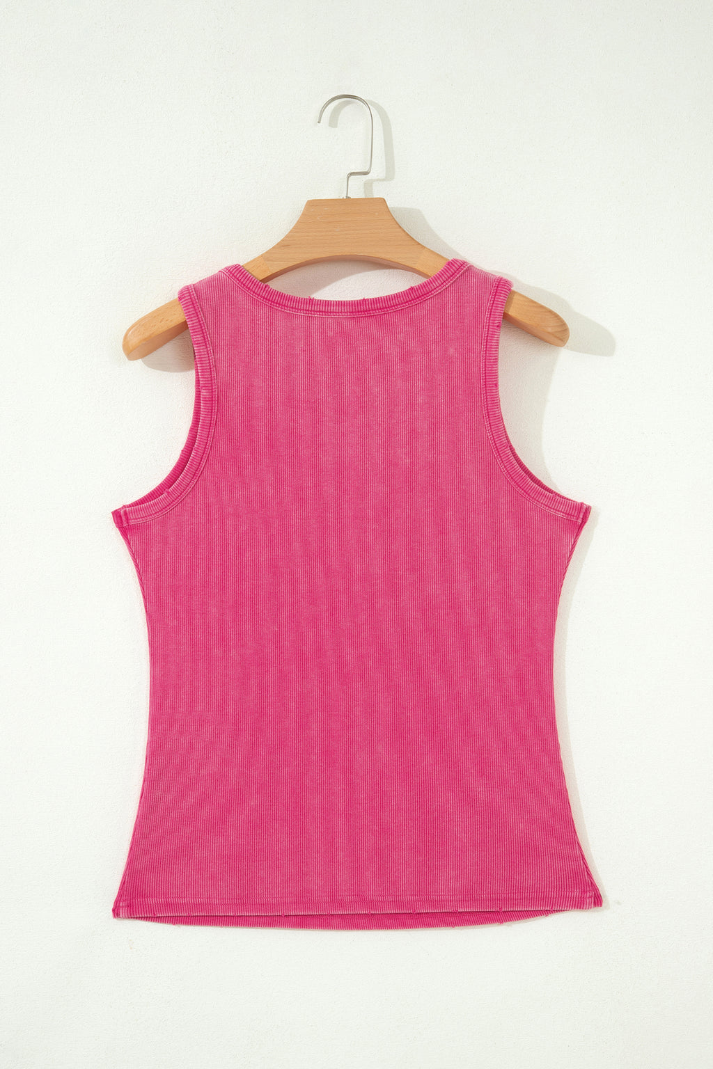 Coffee Vintage Distressed Ribbed Mineral Wash Tank Top