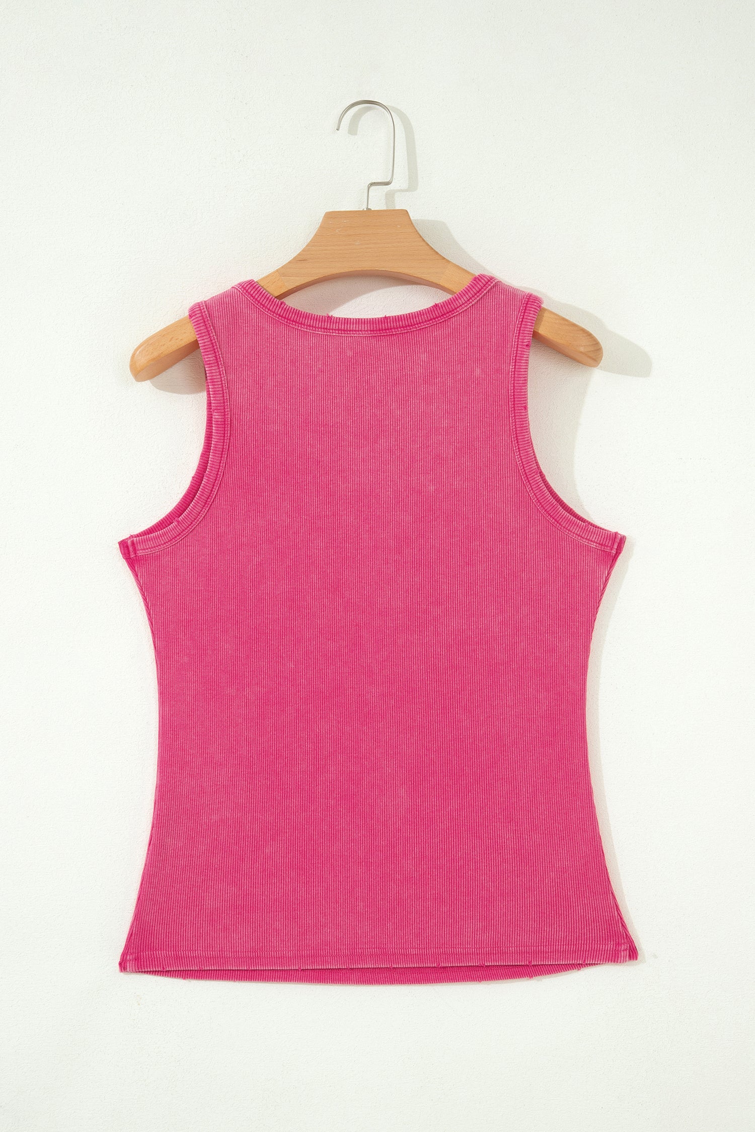 Coffee Vintage Distressed Ribbed Mineral Wash Tank Top