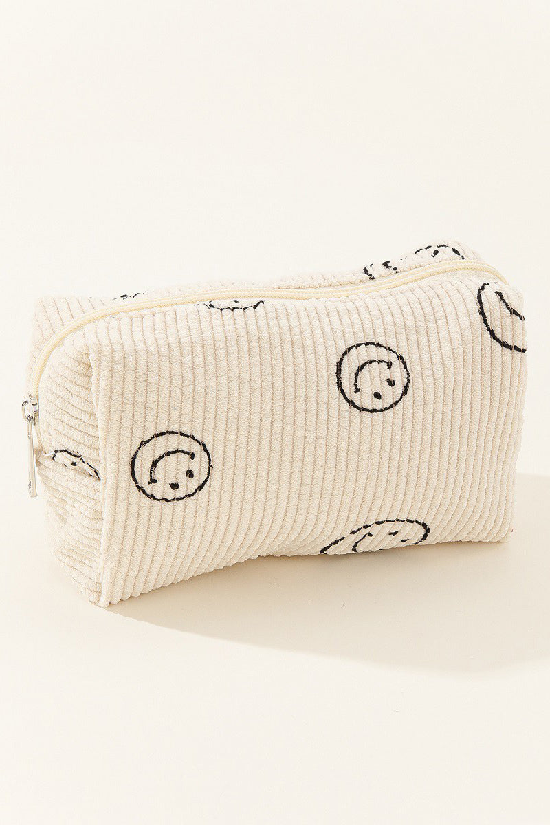 Sissy Smiley Face Corduroy Cosmetic Pouch