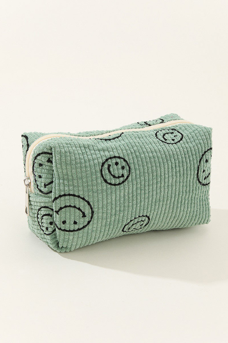 Sissy Smiley Face Corduroy Cosmetic Pouch
