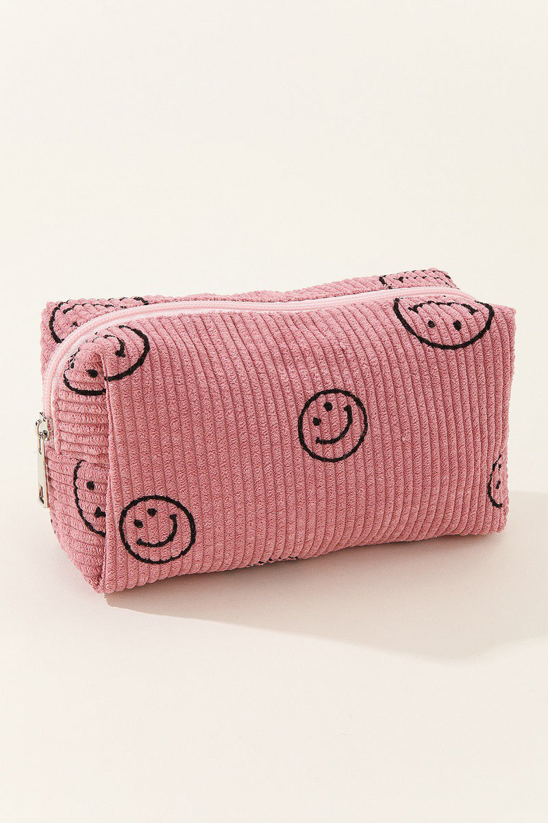 Sissy Smiley Face Corduroy Cosmetic Pouch
