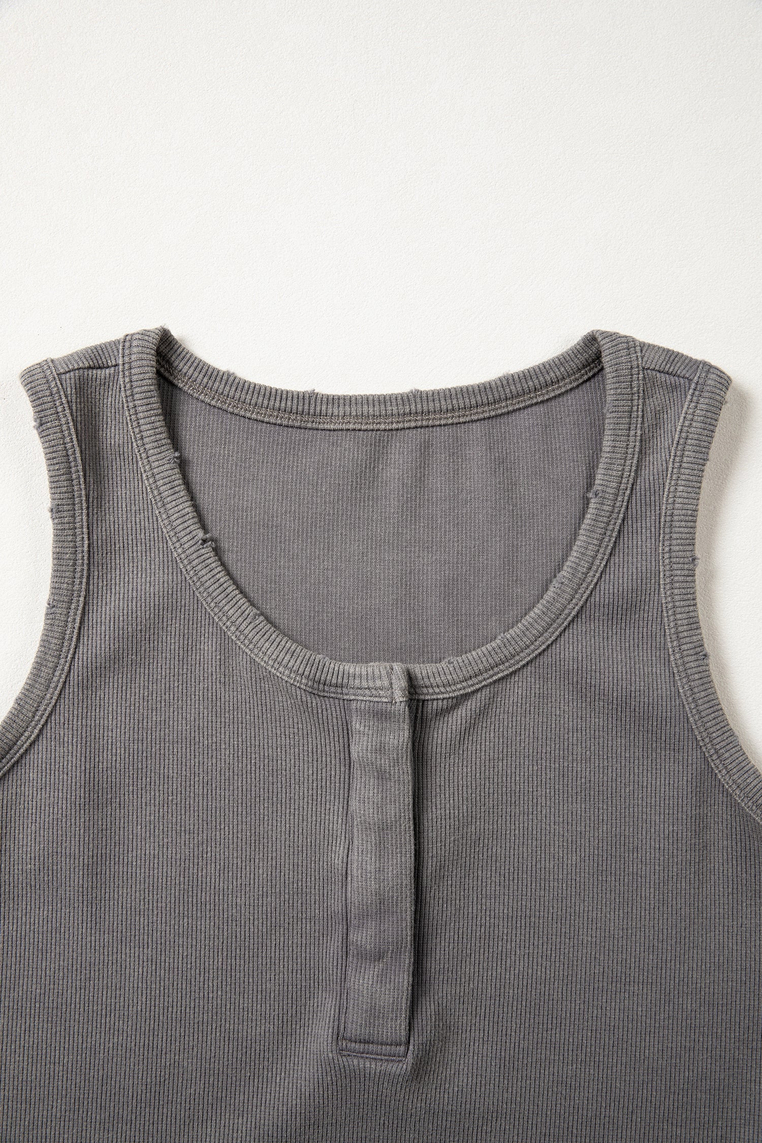 Coffee Vintage Distressed Ribbed Mineral Wash Tank Top