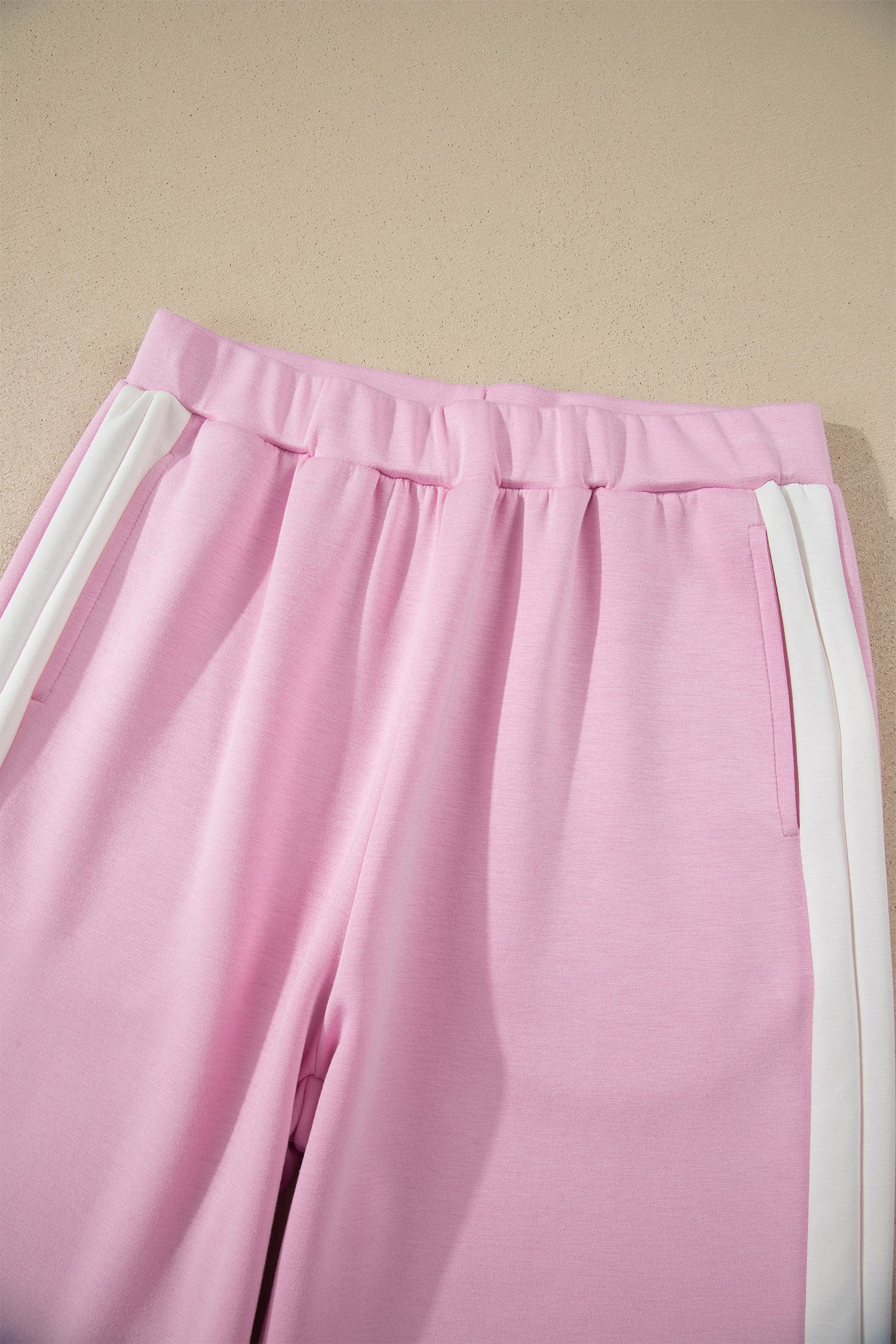 Sky Blue Colorblock Trim Cropped Tank Elastic Waist Shift Pants 2pcs Set