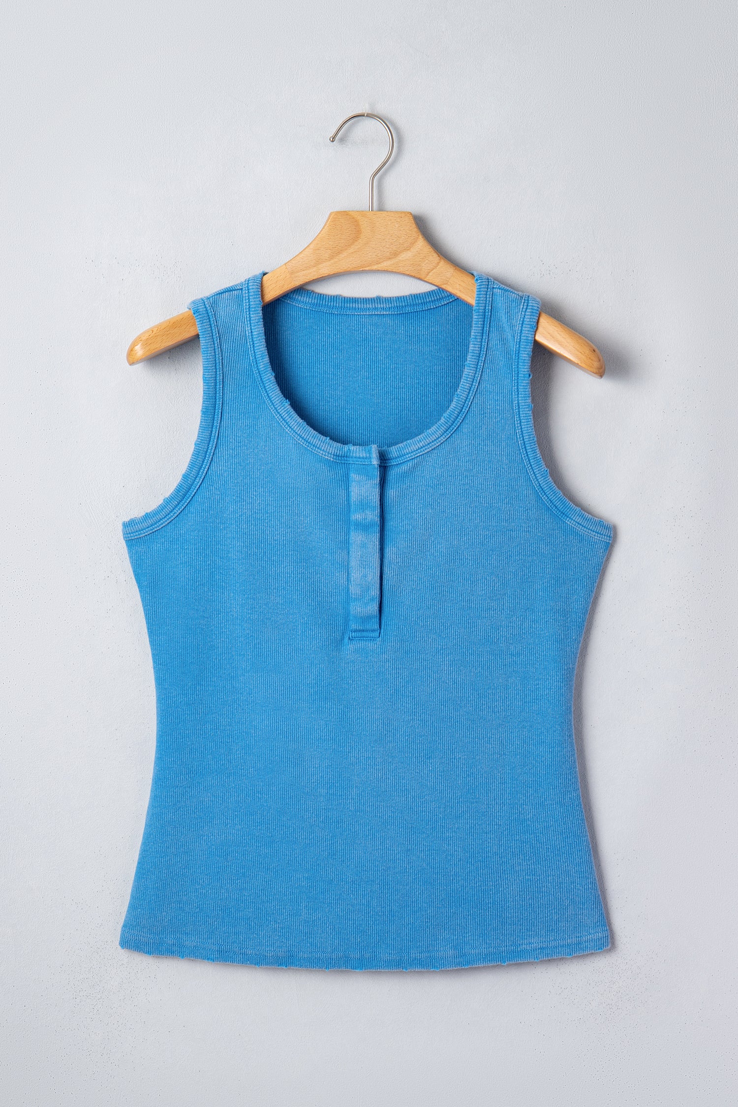 Coffee Vintage Distressed Ribbed Mineral Wash Tank Top