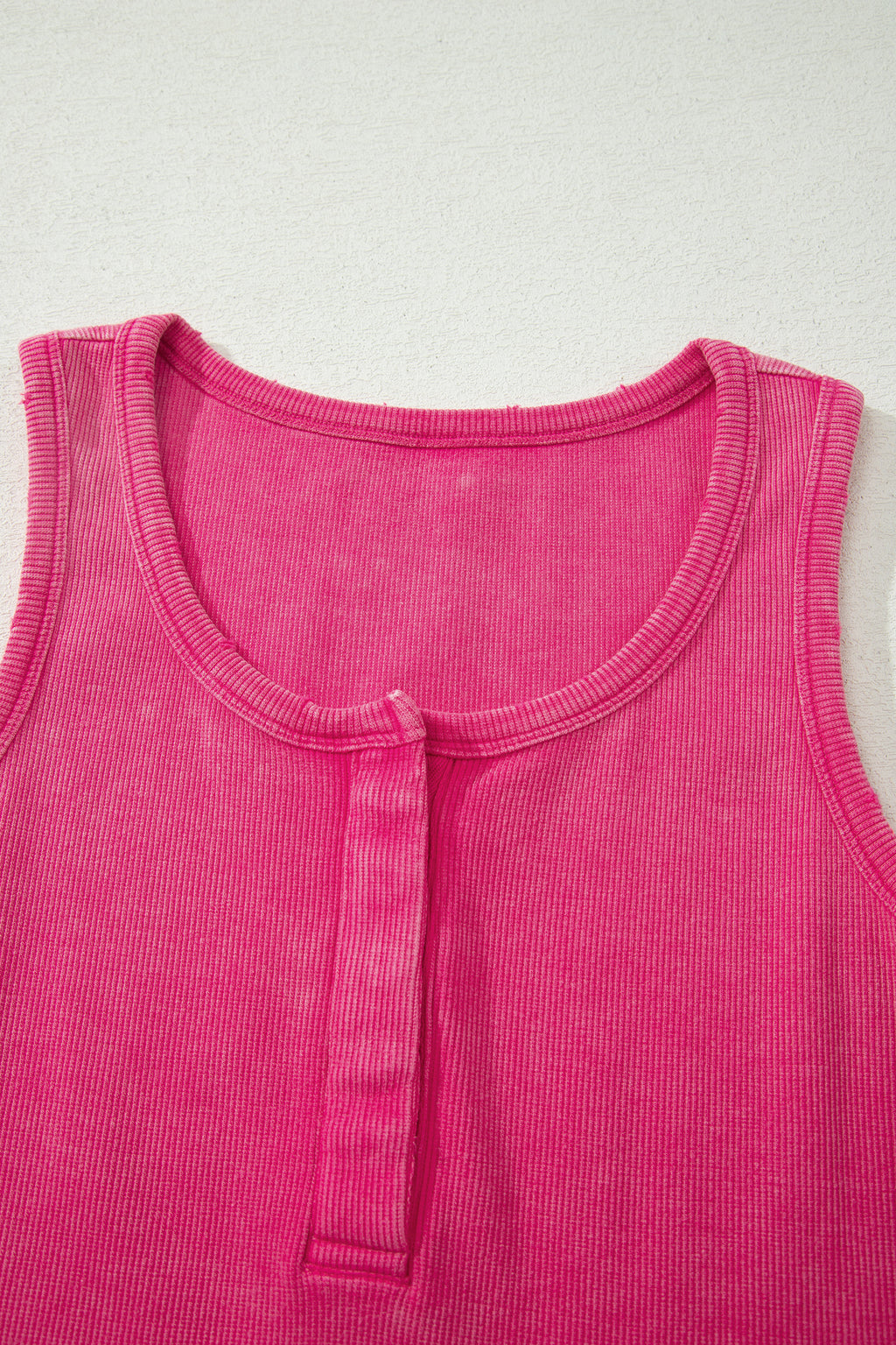 Coffee Vintage Distressed Ribbed Mineral Wash Tank Top