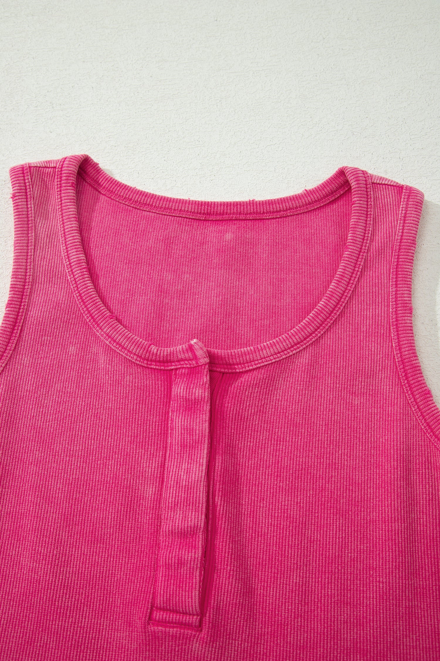 Coffee Vintage Distressed Ribbed Mineral Wash Tank Top