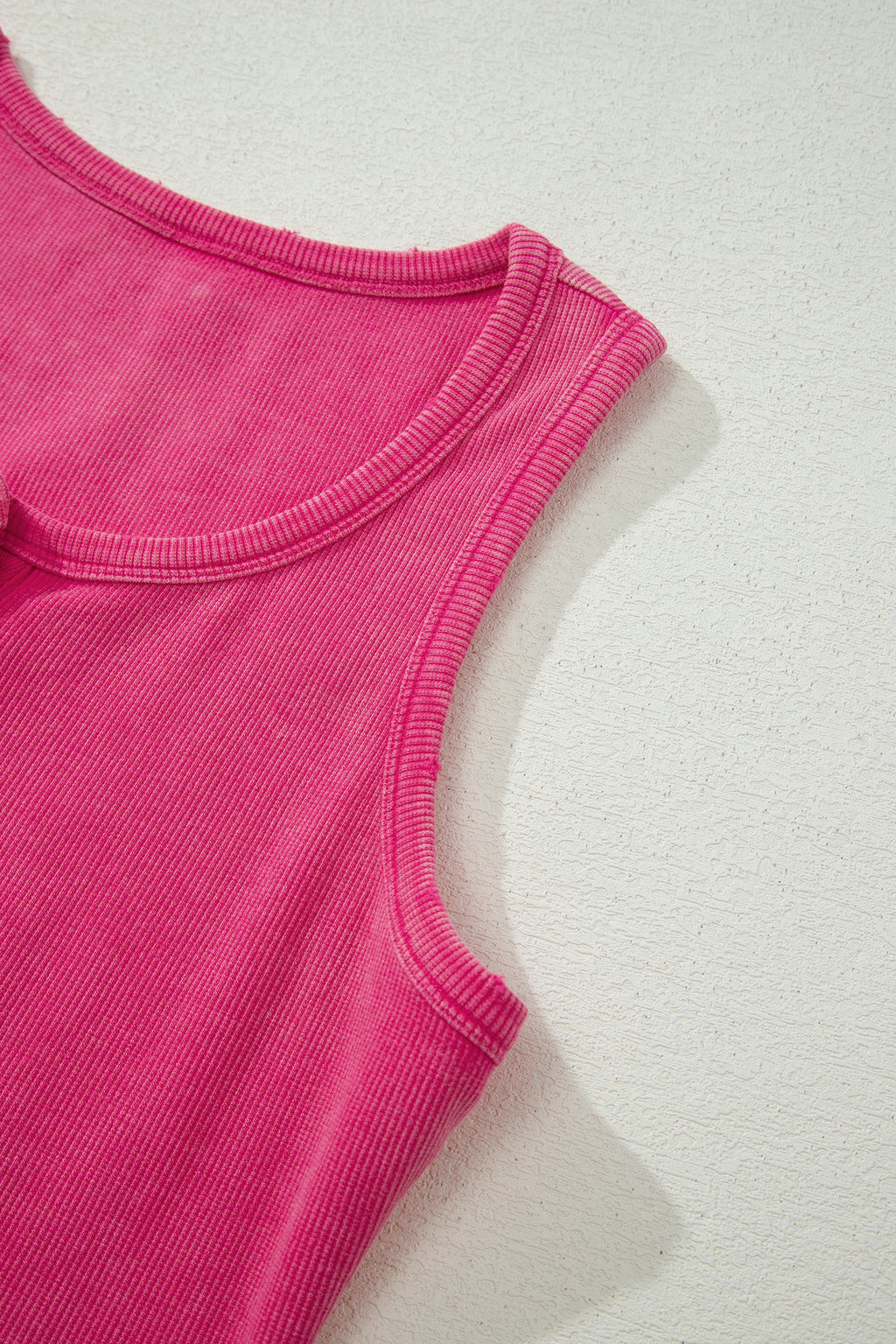 Coffee Vintage Distressed Ribbed Mineral Wash Tank Top
