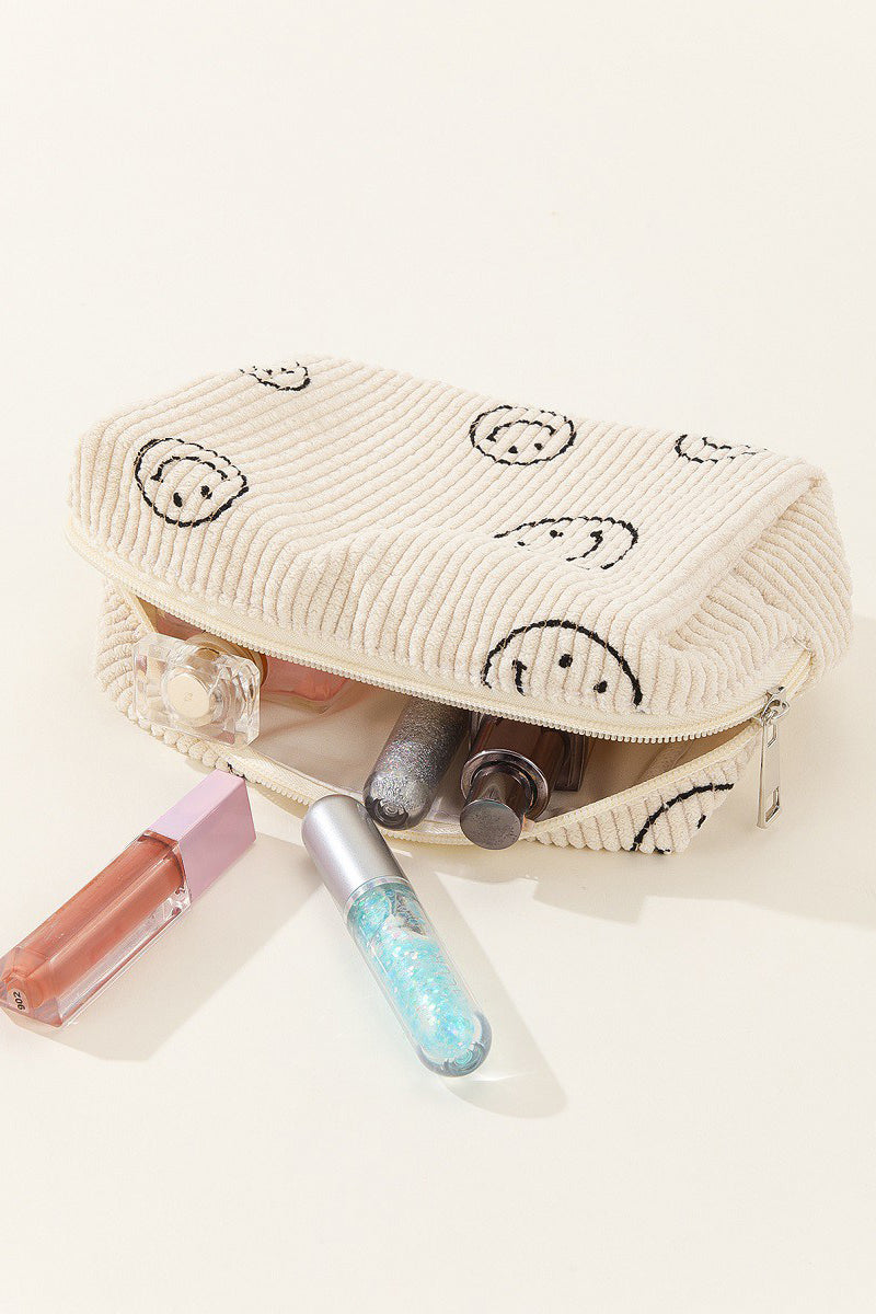 Sissy Smiley Face Corduroy Cosmetic Pouch