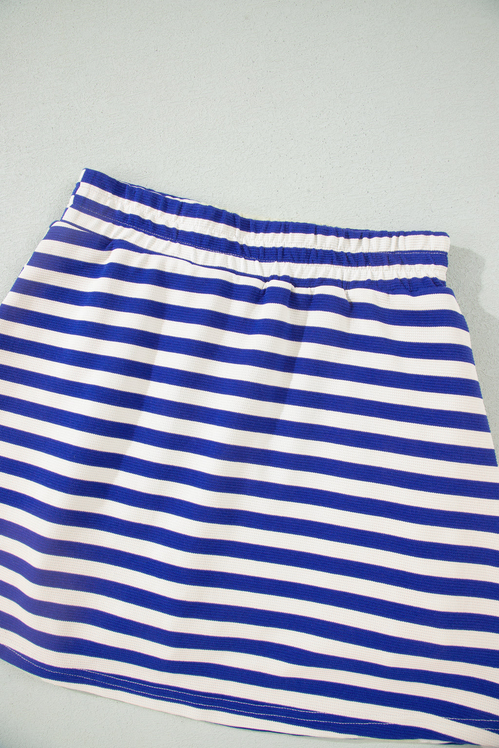 Bright Green Textured Stripe Print Contrast Trim Zip Collar Sleeveless 2pcs Skort Set
