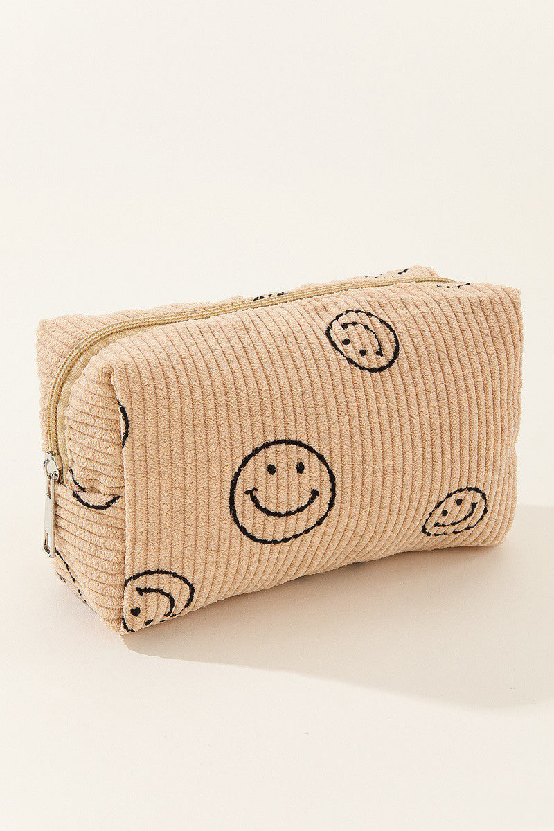 Sissy Smiley Face Corduroy Cosmetic Pouch